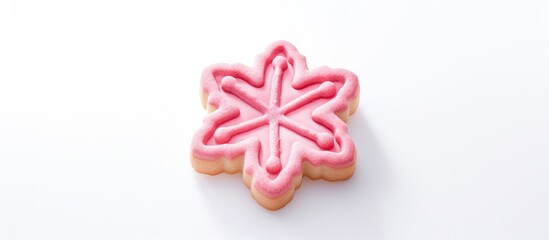 Aufkleber - A pink cookie cutter can be seen on a white background in this image that has copy space