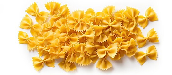 Poster - A copy space image of short farfalle pasta against a white background