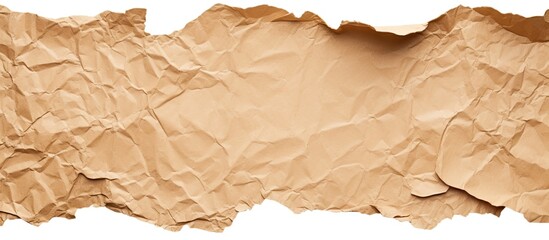 Poster - Closeup view of a torn piece of cardboard isolated on a white background presenting a copy space image for text