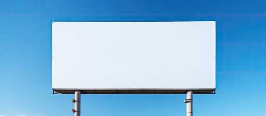 Poster - A blank white billboard seen from below serves as a template for mockup designs It offers ample space for your text or advertisements