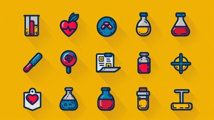 Wall Mural - Design web icons depicting a volunteer medical clinic, providing healthcare