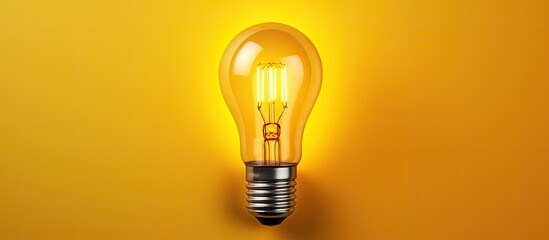 Wall Mural - The LED light bulb is showcased on a vibrant yellow background providing ample space for additional content or text incorporation