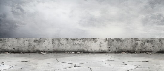 Aufkleber - A damaged white concrete road with signs of wear and tear provides a textured background for the copy space image 120 characters
