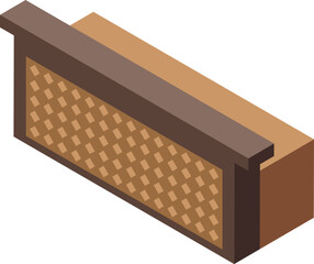 Sticker - 3d isometric vector graphic of a brown wooden park bench, perfect for design elements
