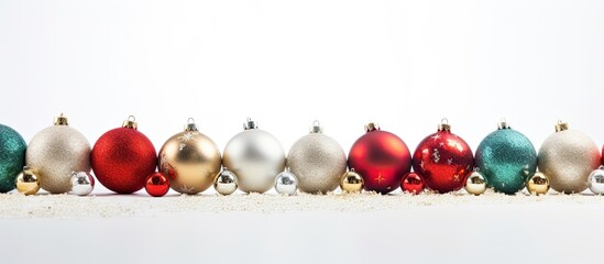 Poster - Copy space image of white background adorned with Christmas ornaments