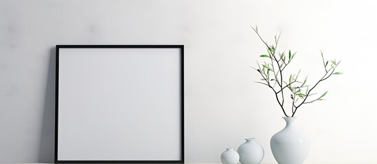 Poster - A minimal composition featuring a black frame creating a mock up with ample copy space image