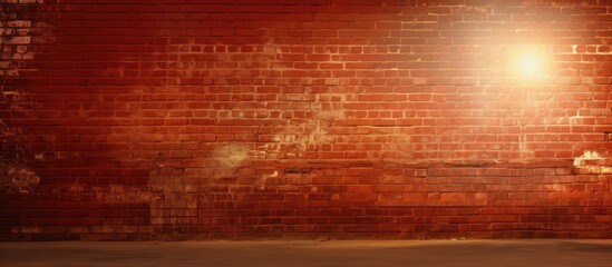 Poster - Sunlit copy space image with a grunge background of a red brick wall