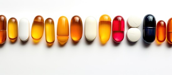 Aufkleber - A copy space image of medication tablets against a white backdrop