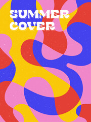 Fototapete - Creative concept of summer bright and juicy cards set. Modern abstract art design with liquid shapes with overlay effect. Templates for celebration, ads, branding, banner, cover, label, poster, sales