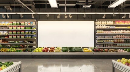 Wall Mural - Blank advertising mockup for advertisement at the supermarket