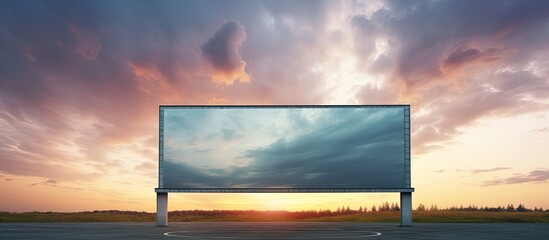 Aufkleber - Sunset provides the backdrop for a blank billboard against a cloudy sky creating an ideal copy space image