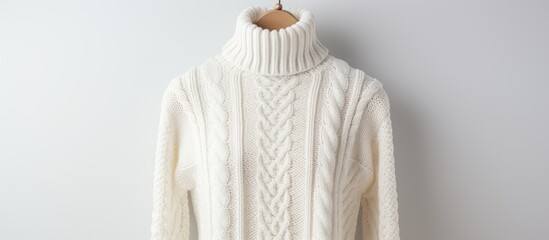 Poster - Cozy knitted sweater with a white background ideal for copy space image