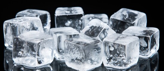 Leinwandbilder - The photograph showcases crystal clear ice cubes with plenty of room for personalized text or design. Creative banner. Copyspace image