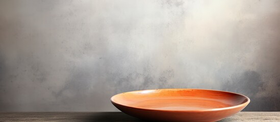 Aufkleber - Copy space image of an empty orange plate placed on a cement background providing ample room for your creative designs