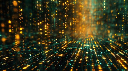 Poster - abstract digital binary code background.