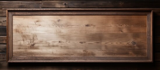 Wall Mural - A copy space image featuring a wooden frame set against a background of wood