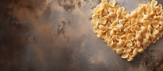 Wall Mural - Heart shaped pasta on a background of stone with copy space image