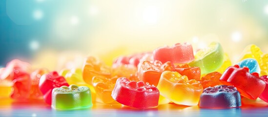 Aufkleber - Colorful background with a copy space image featuring delicious and fresh jelly candies