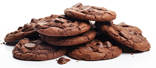 Fototapete - A copy space image of chocolate cookies against a white background