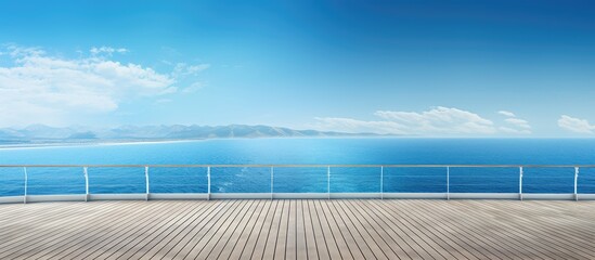 Poster - Ocean view with copy space image of a cruise ship deck and railing