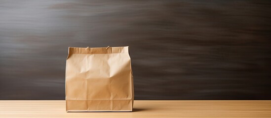 Poster - A plain brown paper bag for lunch or food on a table with ample space for writing or images