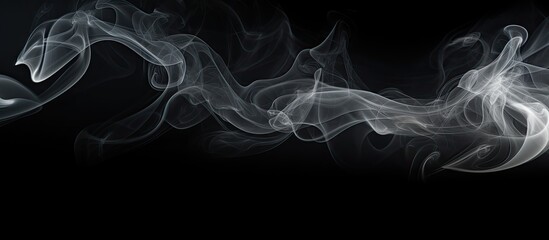 Leinwandbilder - An abstract image of white smoke against a black backdrop providing ample copy space