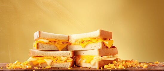 Leinwandbilder - A copy space image featuring sandwiches topped with corn bread and melted cheese providing room for adding text