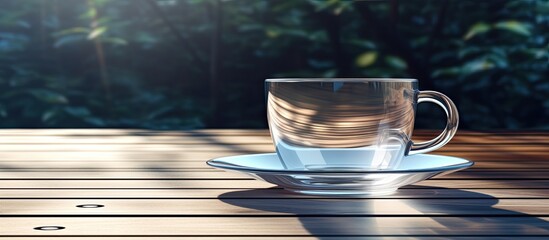 Poster - Cup a small vessel used for holding liquid beverages. Creative banner. Copyspace image