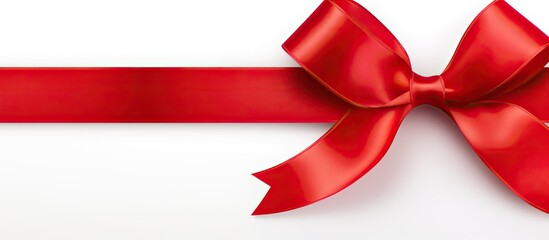 Aufkleber - A red satin ribbon is shown as a copy space image against a white background
