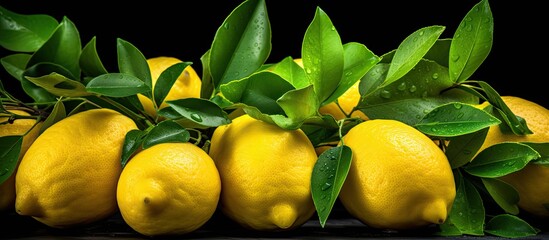 Poster - A copy space image of vibrant lemons contrasted against a dark backdrop