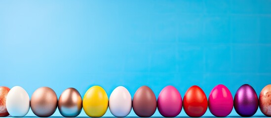 Aufkleber - A vibrant assortment of Easter eggs stands out against a colorful backdrop offering a card with ample space for text