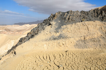 Wall Mural - Landscape of desertic mountains over dead sea in Jordan