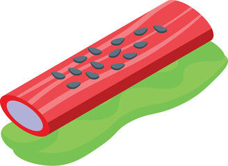 Sticker - 3d digital illustration of a juicy watermelon slice resting on a green leaf