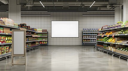 Wall Mural - Blank advertising mockup for advertisement at the supermarket