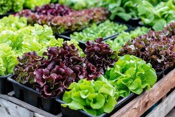 Poster - Fresh variety of lettuces available at garden center