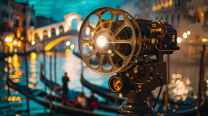 Vintage Film Projector Overlooking Venice