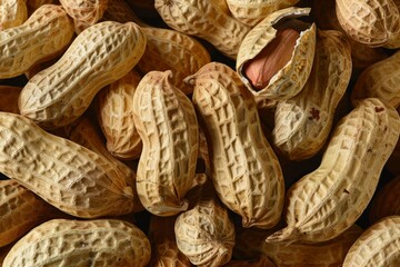 Wall Mural - Unshelled peanuts also known as groundnuts or goobers shown in a close up macro photo Used for snacks oil and as a legume