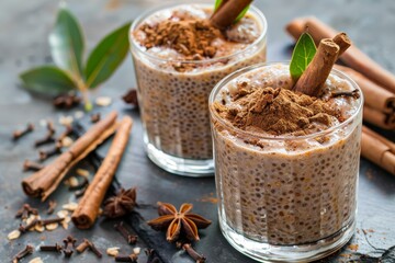 Sticker - Vegan chia pudding with cinnamon a tasty and healthy treat