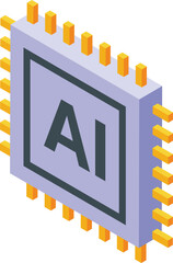Poster - 3d isometric illustration of a microprocessor chip with the letters ai, symbolizing artificial intelligence