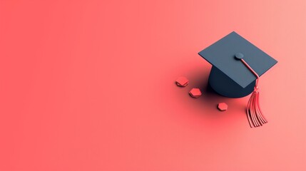 Wall Mural - 3d rendering of graduation cap on flat background