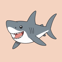 Poster - Cute vector illustration of a Shark for toddlers