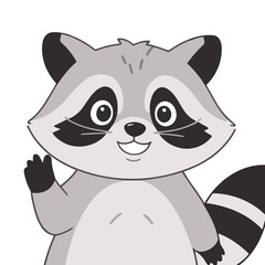 Sticker - Cute Raccoon for kids' storytelling vector illustration