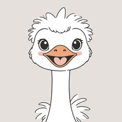 Wall Mural - Cute Ostrich for toddlers' playful adventures vector illustration