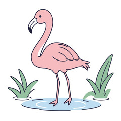 Wall Mural - Cute vector illustration of a Flamingo for toddlers story books