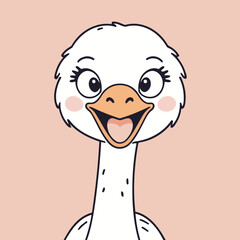 Sticker - Cute vector illustration of a Ostrich for children's bedtime stories