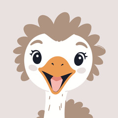 Canvas Print - Cute vector illustration of a Ostrich for youngsters' picture books