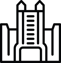 Poster - Brussels cathedral icon outline vector. Architecture landmark. Travel Belgium destination