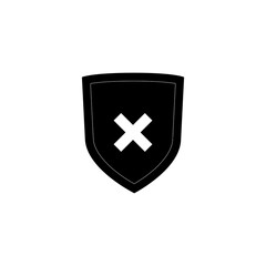 Poster - shield and cross x mark icon isolated on transparent background