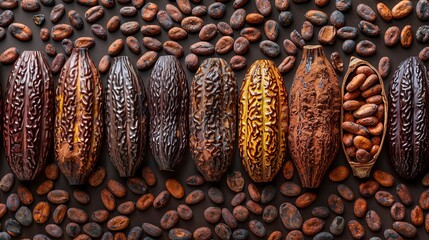 Wall Mural - Half of cocoa pod with beans