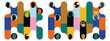© annaspoka - disability learning abstract people background template, abstract children teenagers with autistic social communication mental disorder, learning education challenge in school awareness